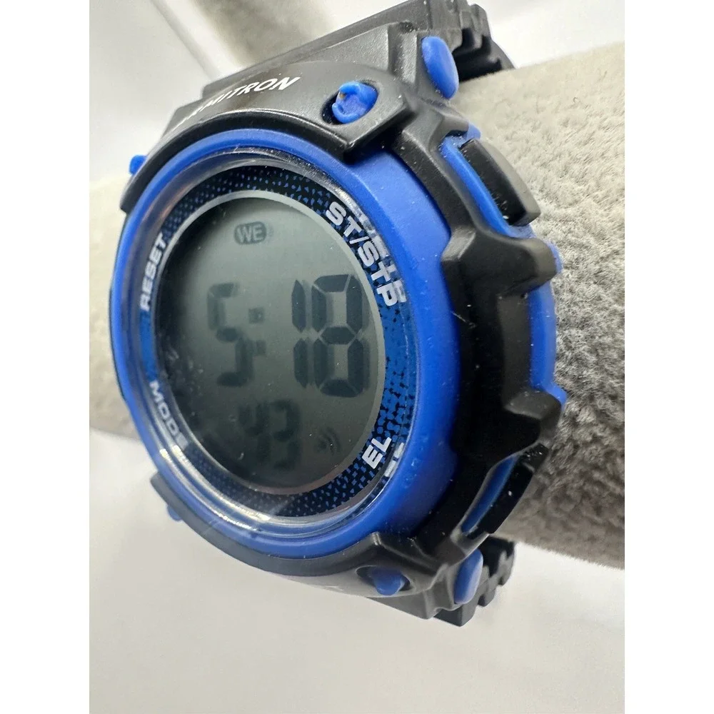 Armitron Mens Pro Sport Watch 45/7101 Blue Bezel Black Resin Band‎ Easy Read X